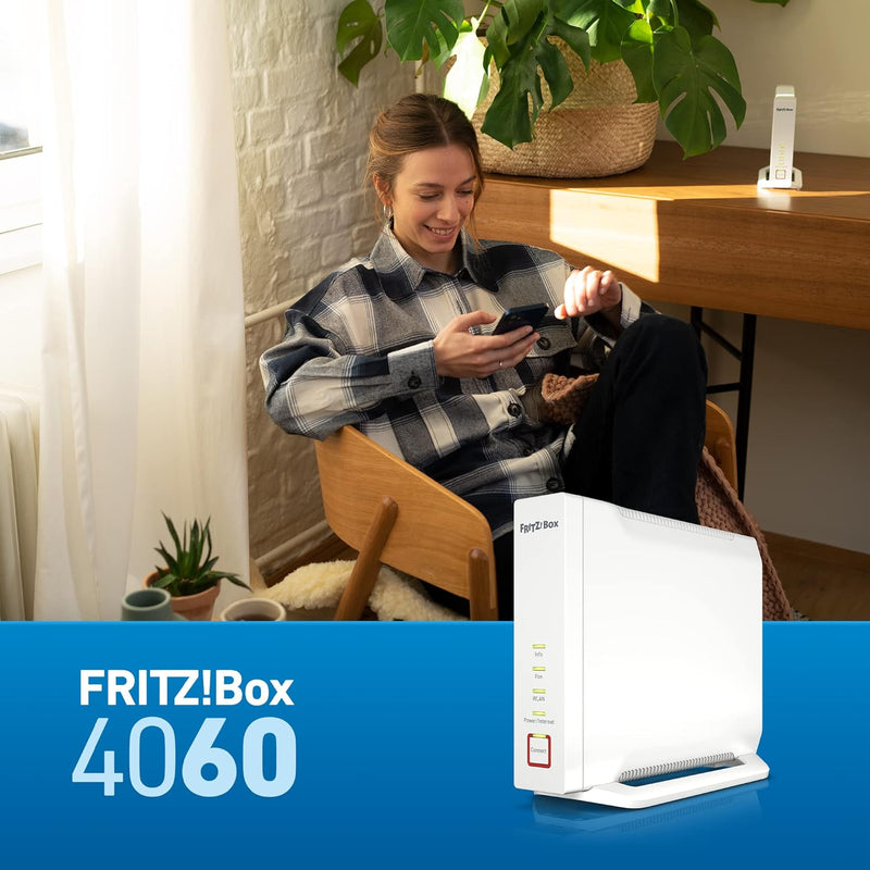AVM FRITZ!Box 4060 (Wi-Fi 6 Mesh Router, bis zu 4.800 MBit/s (5 GHz) & 1.200 MBit/s (2,4 GHz), 2,5 G