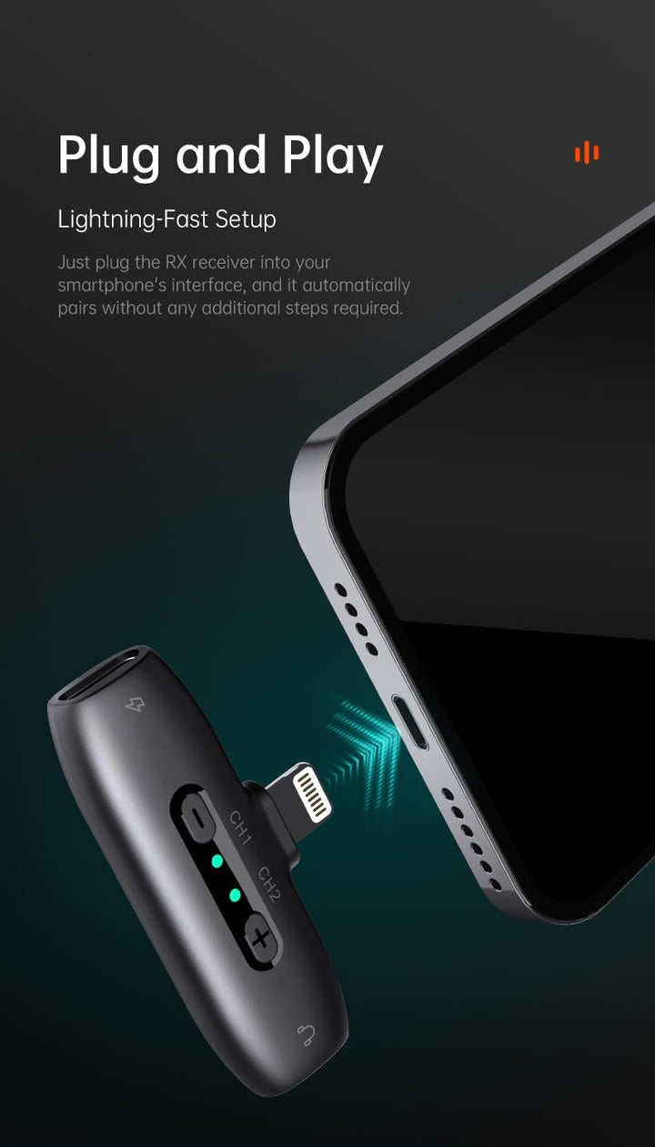 hohem MIC-01 Wireless Lavalier Mikrofon für iPhone iOS, mit Geräuschunterdrückung, MFi-Zertifiziert,