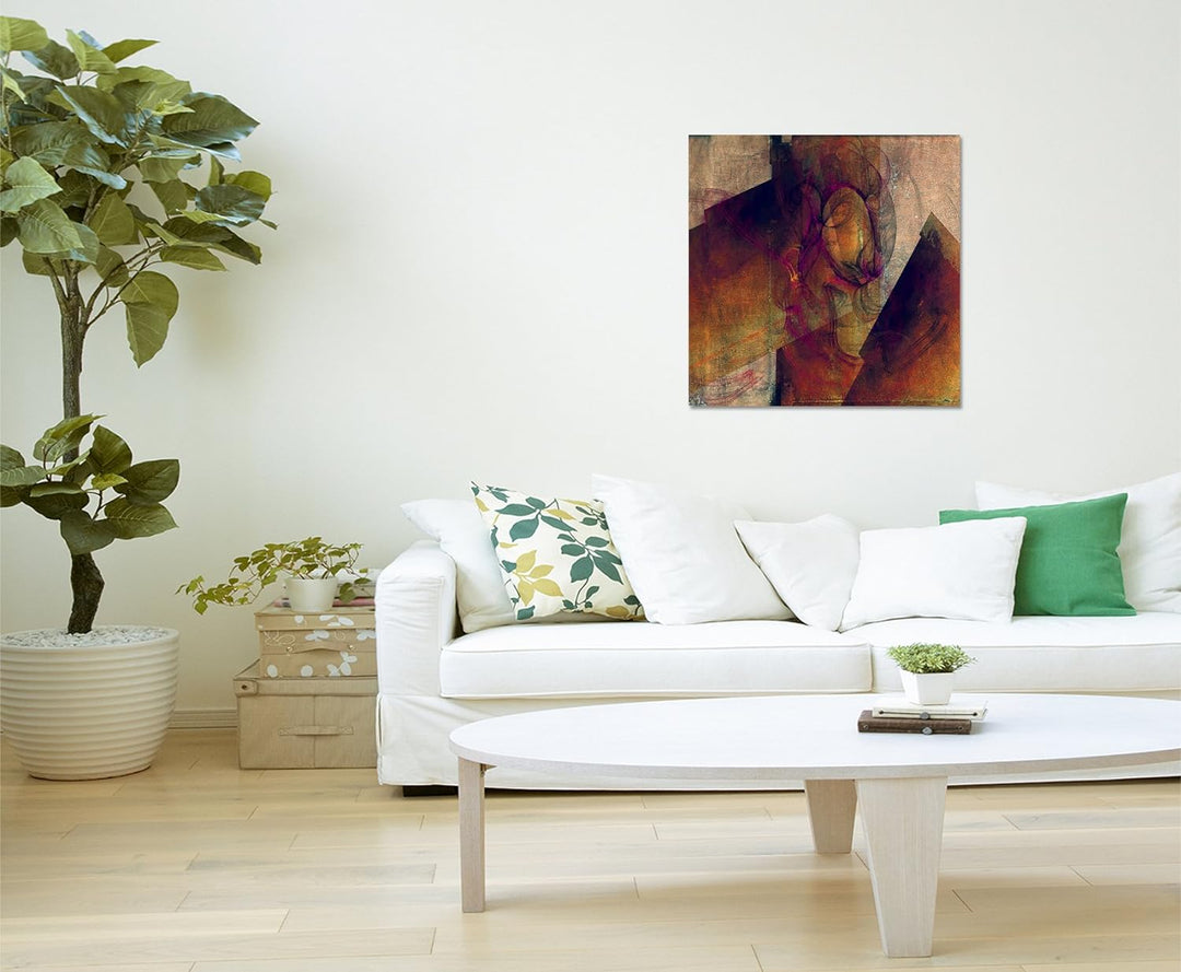Paul Sinus Art Abstraktes Bild Braun Beige Grau Pink gelb auf Leinwand Abstrakt185- dekorativer Eint
