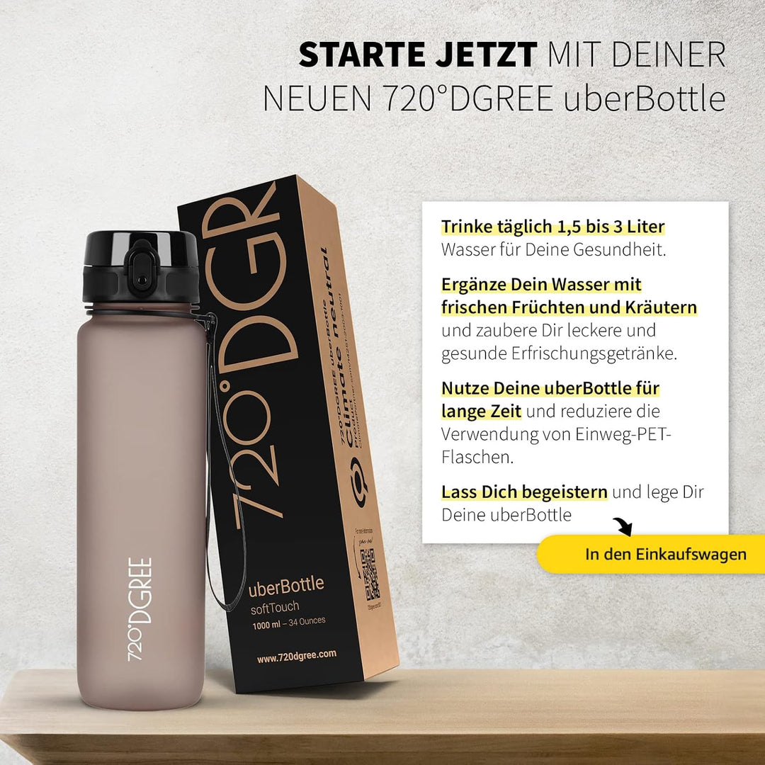 720°DGREE Trinkflasche “uberBottle“ +Sieb - 350ml, 500ml, 650ml, 1000ml, 1,5l, 2l - BPA-Frei - Wasse