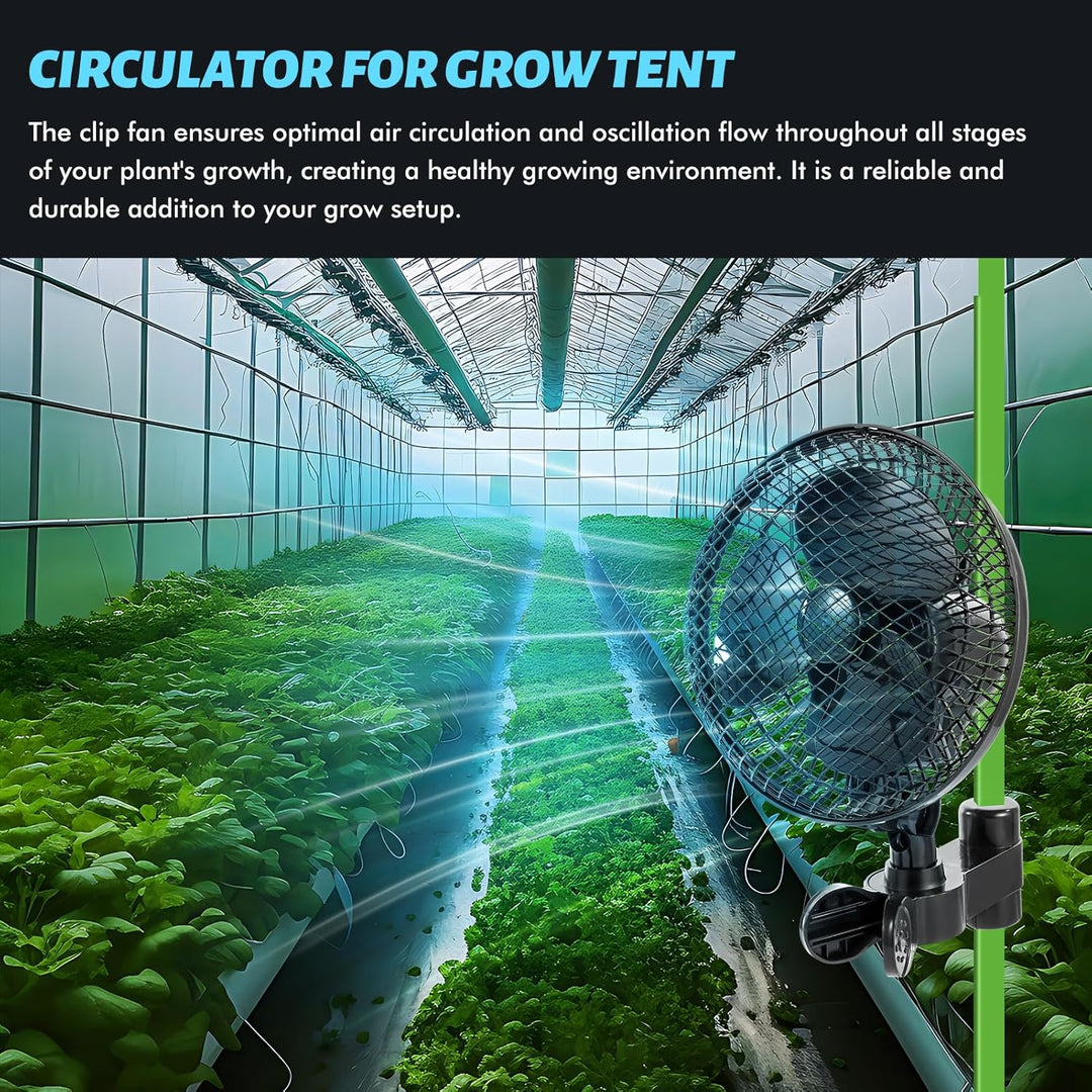 Kartols Clip Ventilator Grow Oszillierend Klein for Growzelt, grow ventilator mit Clip, 2 Geschwindi