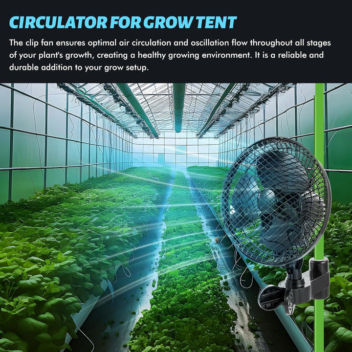 Kartols Clip Ventilator Grow Oszillierend Klein for Growzelt, grow ventilator mit Clip, 2 Geschwindi