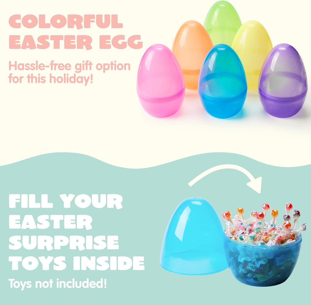 JOYIN 25,4 cm Jumbo-Ostereier, 6 Stück, bunte Riesen-Eier aus Kunststoff, leer, befüllbar, zum Befül