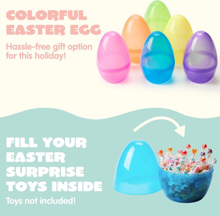 JOYIN 25,4 cm Jumbo-Ostereier, 6 Stück, bunte Riesen-Eier aus Kunststoff, leer, befüllbar, zum Befül