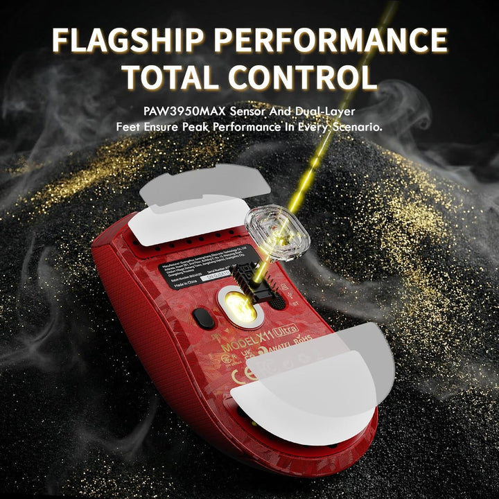 ATTACK SHARK X11 Ultra Kabellose Gaming-Maus mit C06 Ultra LED-Kabel, Carbonfaser-Verbundgehäuse, 54