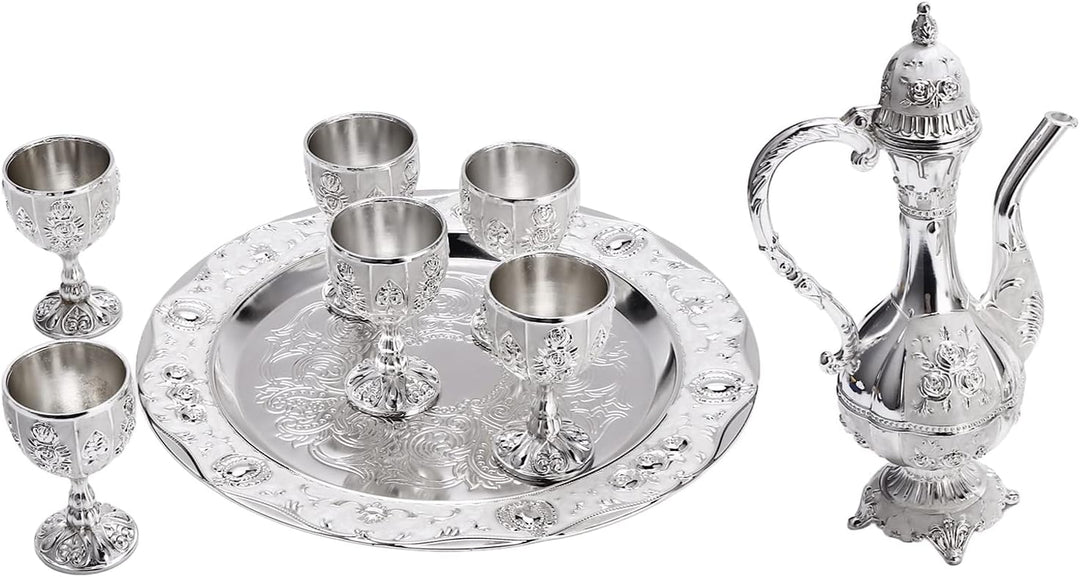 Vintage Exquisite Metall Weinglas Krug Set,Retro Türkischen Europäischen Stil Kunsthandwerk Teekanne