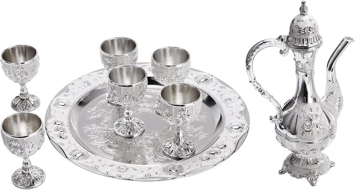 Vintage Exquisite Metall Weinglas Krug Set,Retro Türkischen Europäischen Stil Kunsthandwerk Teekanne