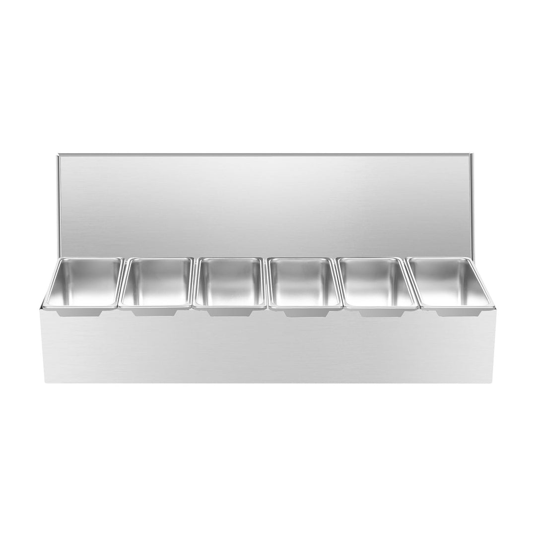 Gewürzbox 6 Gitter X 450ml Edelstahl, Zutatenbehälter | Beilagenbehälter | Pizza Zutatenbehälter | T