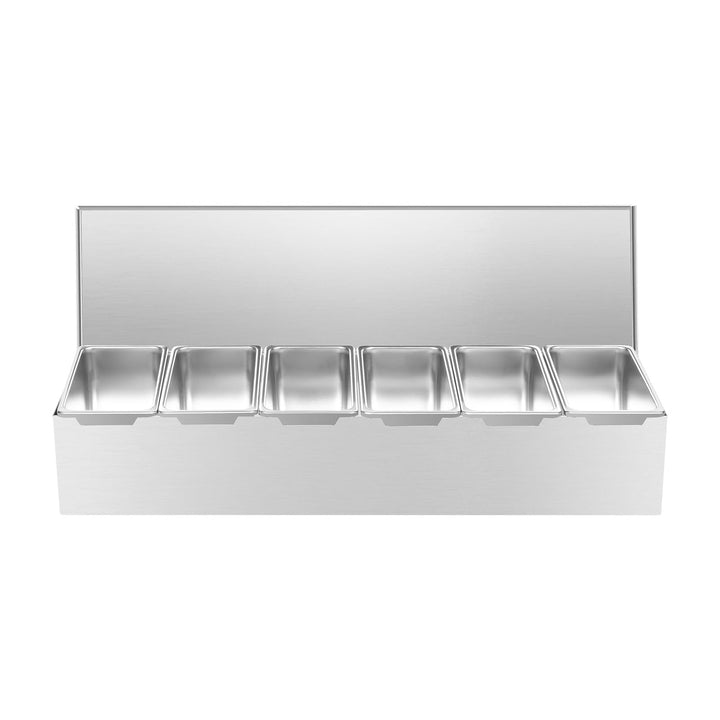 Gewürzbox 6 Gitter X 450ml Edelstahl, Zutatenbehälter | Beilagenbehälter | Pizza Zutatenbehälter | T