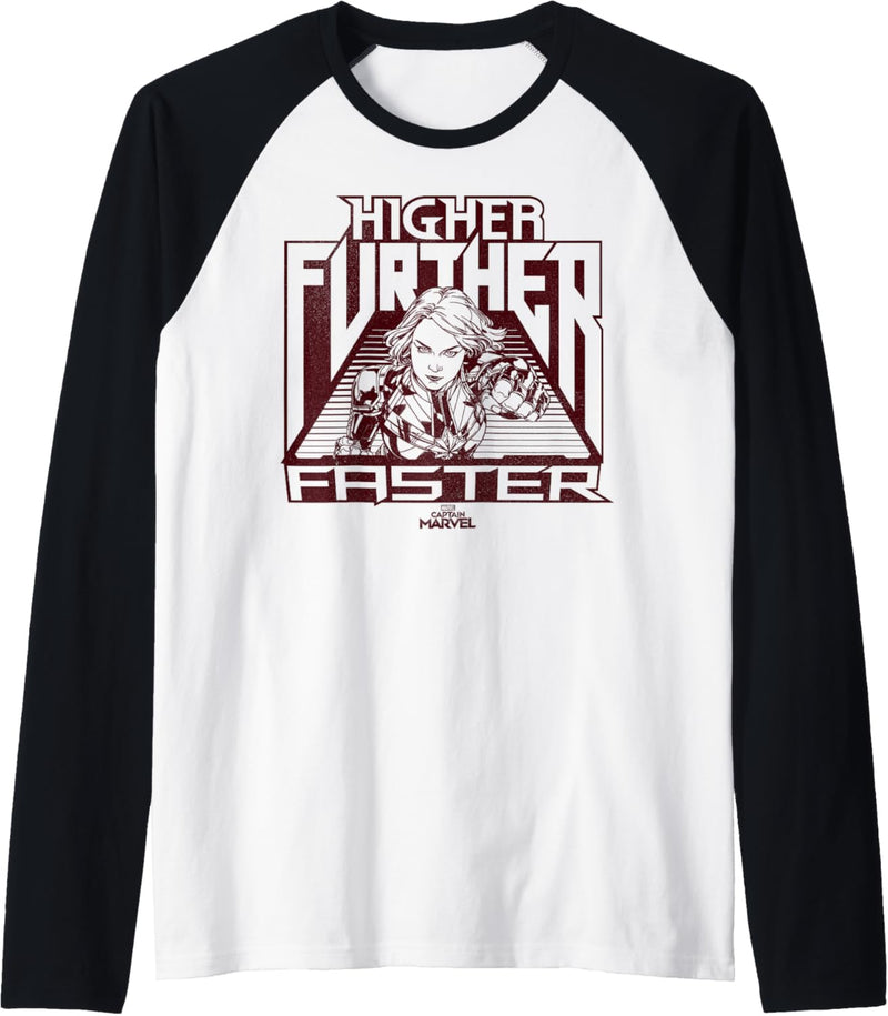 Captain Marvel Higher Further Faster Portrait Raglan