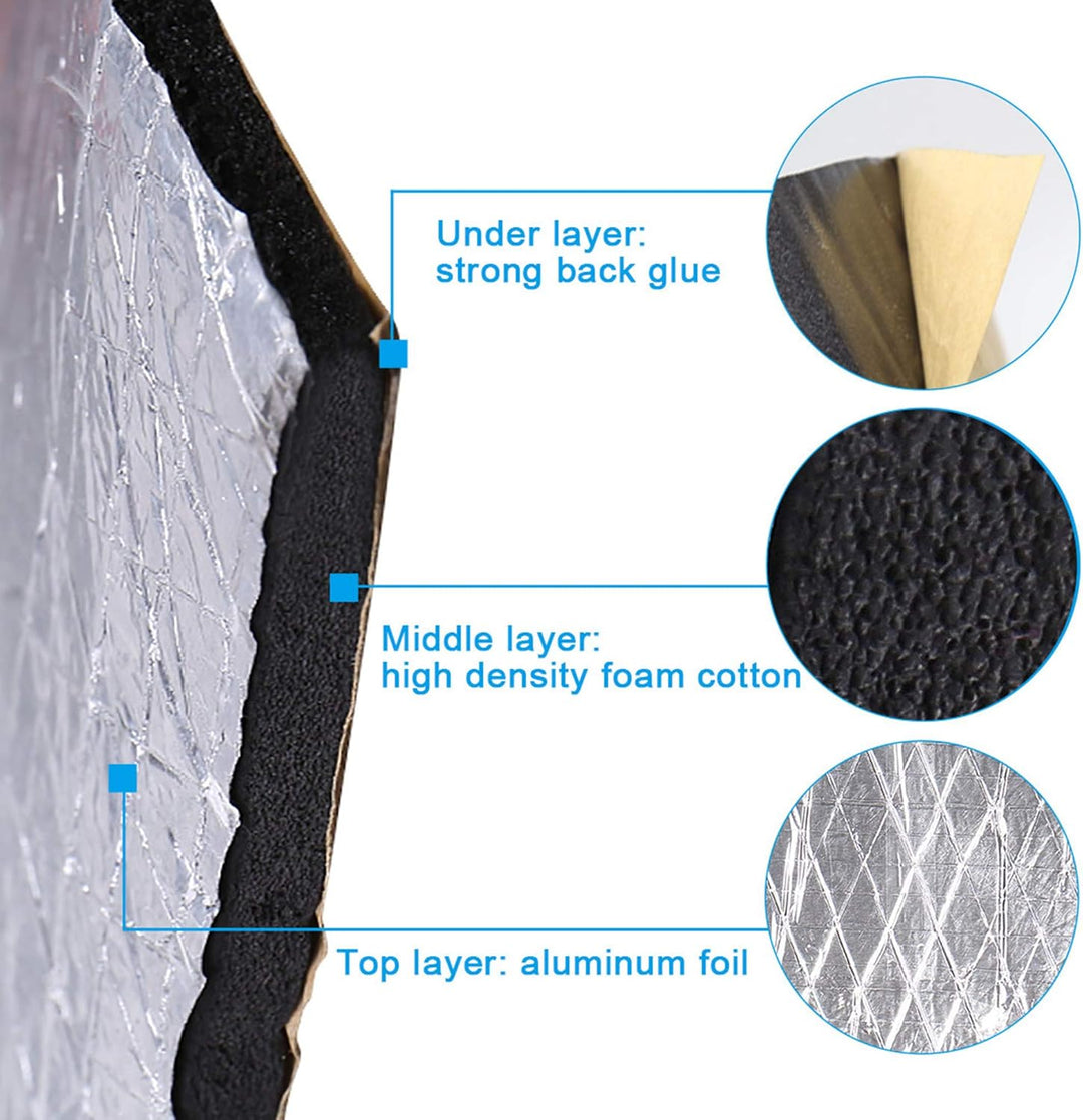 sourcing map 10mm Dämmmatte Auto Schallschutzmatte Isolierung Matte Schallschutz für Kfz 0.6㎡ 60cm*1