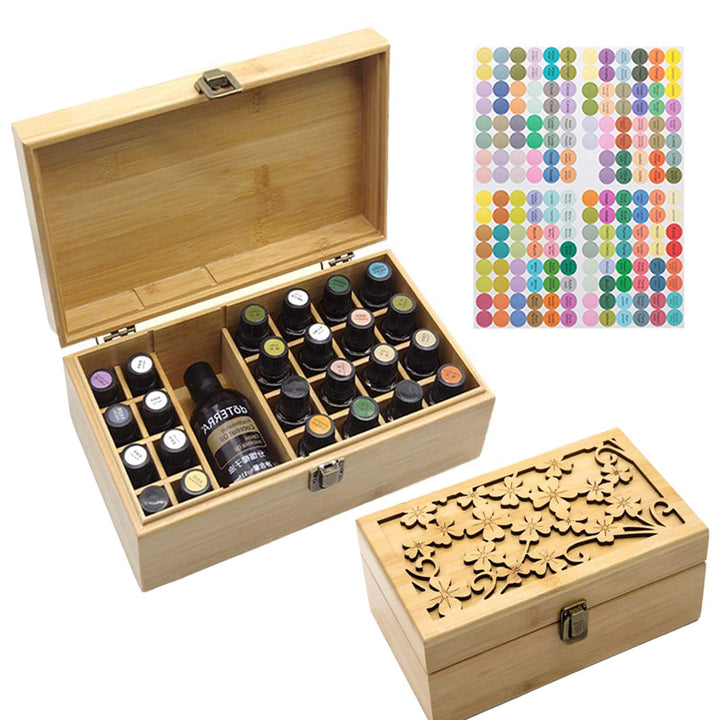 Gracelaza Aufbewahrungsbox aus Bambus für ätherisches Öl Aromatherapie – Holzkiste für 25 Flaschen –