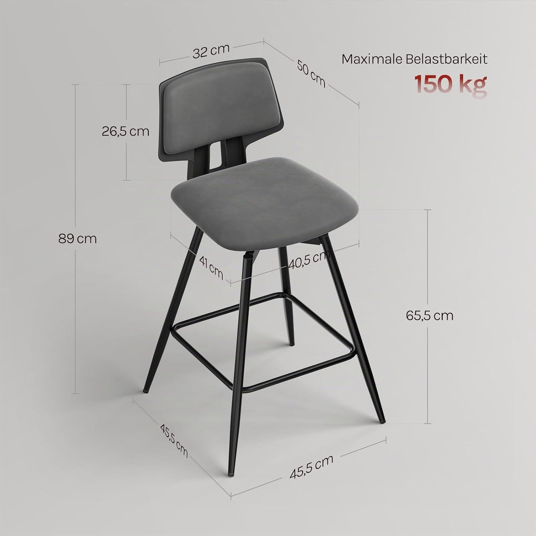 WOLTU Barhocker 2er Set, Barstuhl 360° drehbar, Küchenhocker mit Rückenlehne Fussstütze, für Küche B