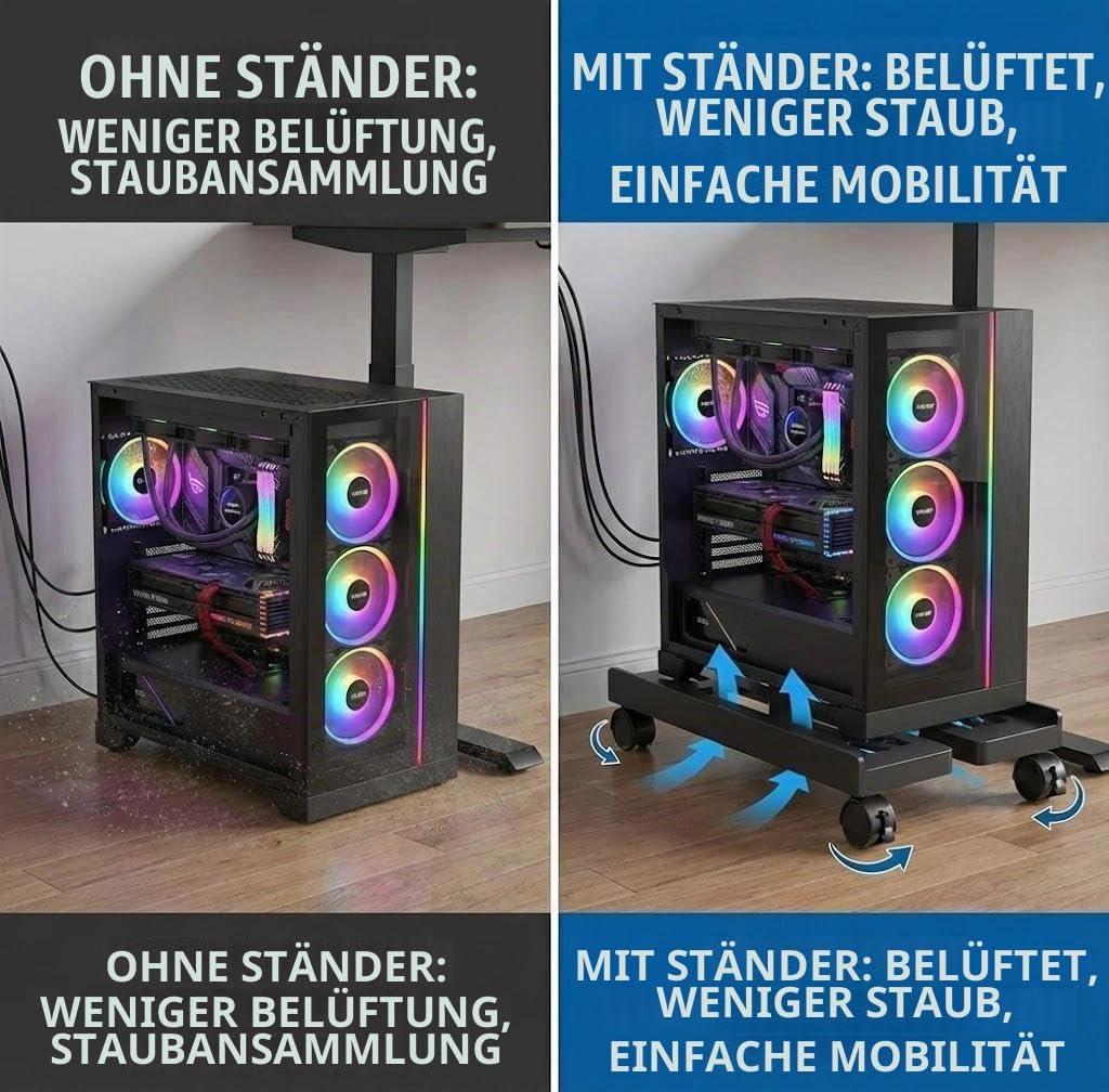 PC-Tower-Computerständer, universellen CPU-Ständer mit Vier Rädern, Computer-Desktop-Ständer, CPU-Wa
