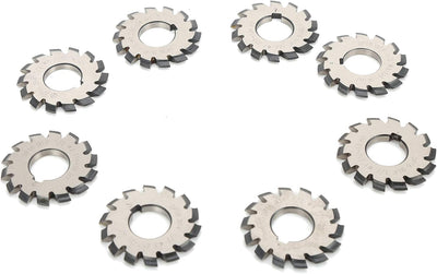 8Pcs Zahnradfräser Hochgeschwindigkeitsstahl Involute Zahnradfräser Schneidwerkzeuge 14,5 ° Innendur