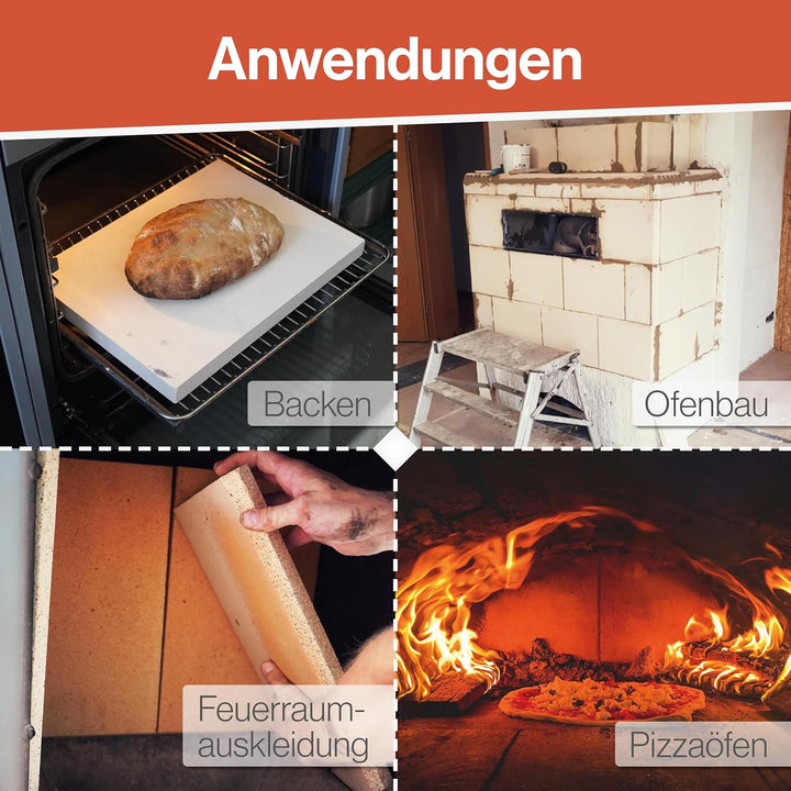 Feuerfest 123 - Schamotteplatten - Für Kaminöfen, Öfen & Grills - Schamottsteine 1.400 °C hitzebestä