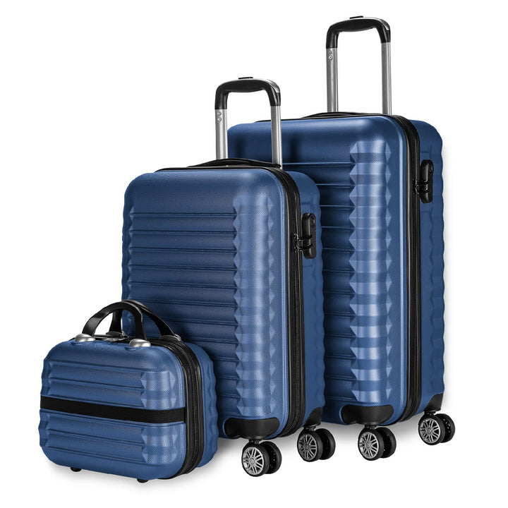 NUMADA - Gepäck-Set und Kulturbeutel 3 Stück Dunkelblau, mittel 63cm, klein 53cm und Kulturbeutel, A