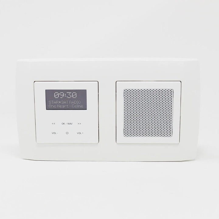 LOGIQ Unterputz Radio mit 2W RMS Lautsprecher, DAB+, UKW und Bluetooth, OLED-Display, Weck- und Slee