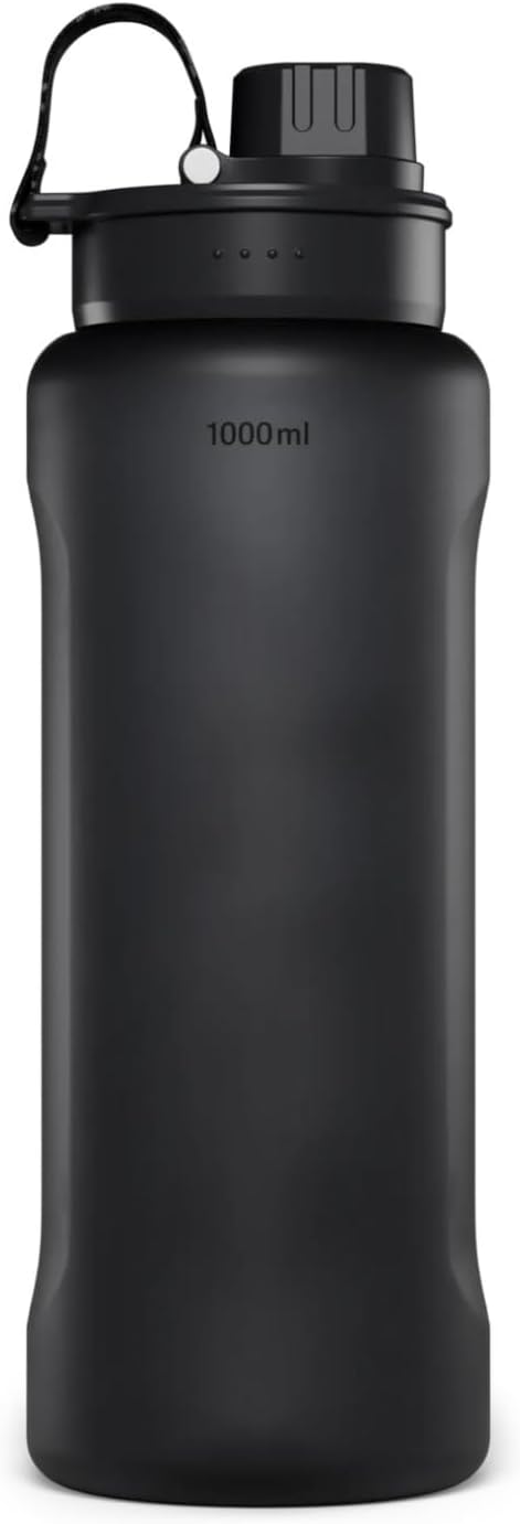 Satch XL Trinkflasche Schwarz | Auslaufsicher, spülmaschinengeeignet und widerstandsfähig mit 1000 m