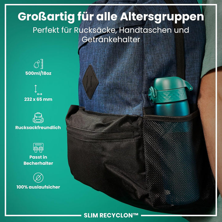 Ion8 Trinkflasche, Auslaufsicher, Einhandöffnung, Sichere Verriegelung, Spülmaschinenfest, BPA-frei,