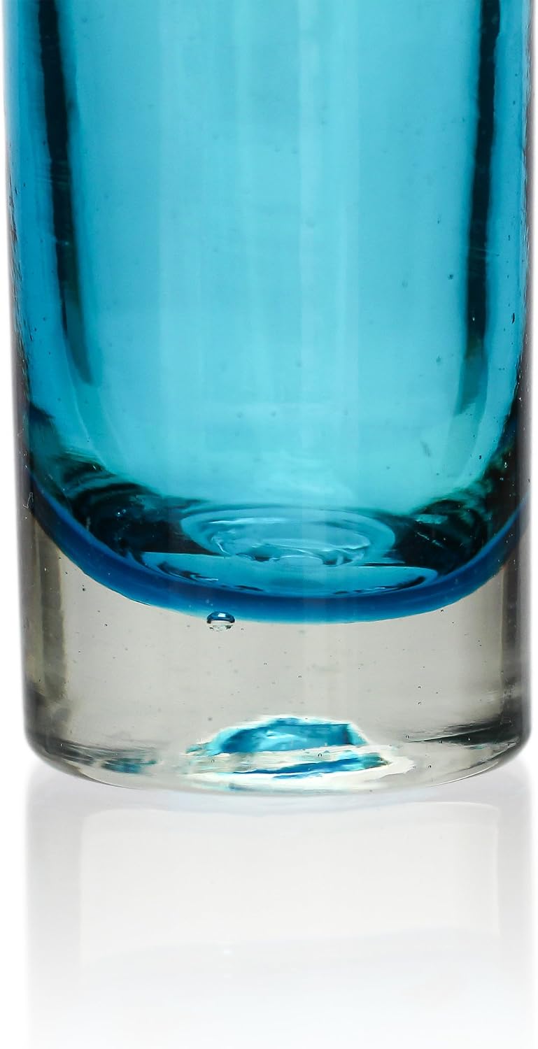 Tumia LAC Handgemachtes Tequila/Shot Glas - recyceltes Glas – Türkis – Set aus 2 Gläsern, 2