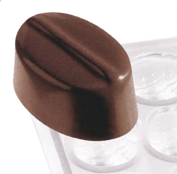 Contacto Pralinenform Oval mit Linie, für 24 Pralinen 32 x 21 x 14 mm, grosse Formplatte 27,5 x 13,5