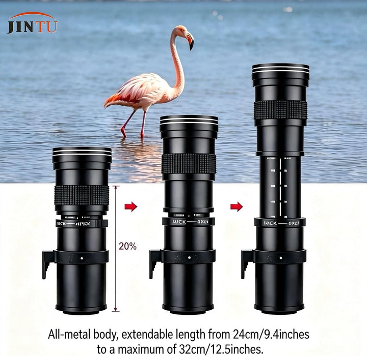 JINTU 420–800mm MF Teleobjektiv Kamera Zoomobjektiv F8.3 für Nikon SLR Kameras D780 D5600 D5500 D540