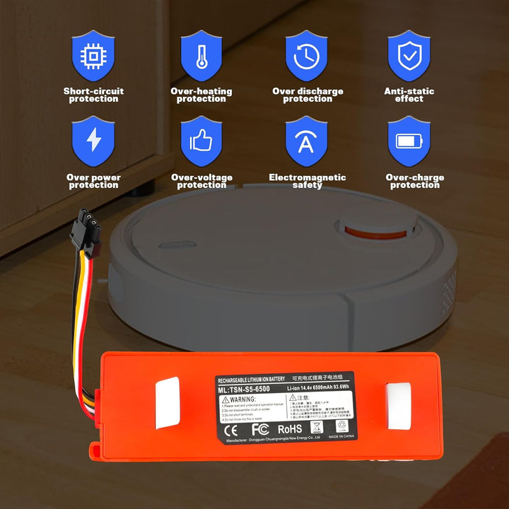 14.4V 6500mAh Ersatzakku für Xiaomi Roborock Q5, Q7, S5, S6, S7, S50, S51, S55, S60, S4 staubsauger,