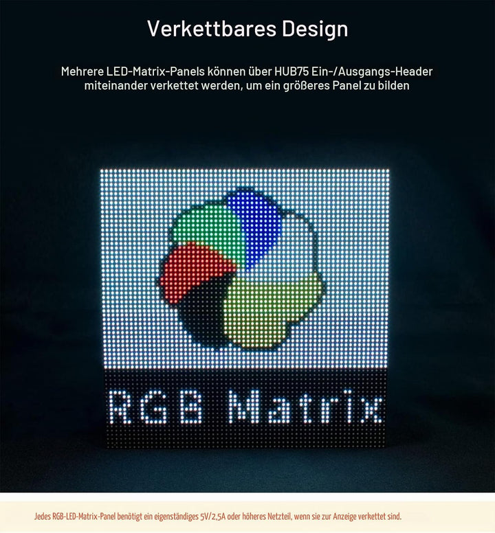 Waveshare 64×32 RGB LED Matrix Panel, 3mm Pitch, 2048 Einzelne RGB LEDs, Nackter Bildschirm, for Ras