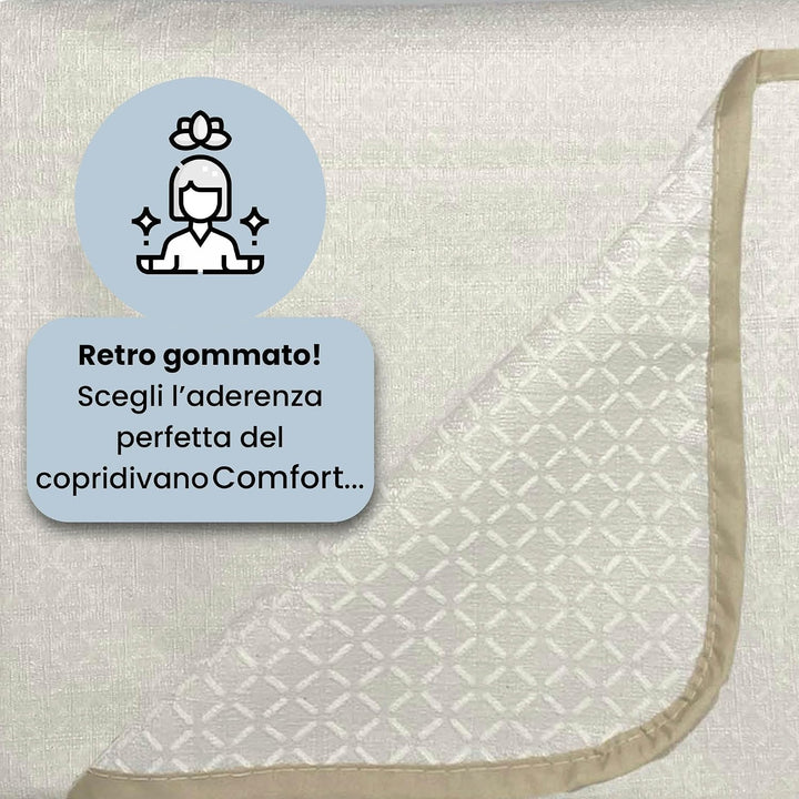 Italian Bed Linen CD-COMFORT-PANNA-2P Komfort-Antigleiten-Sofa-Decke,2 Plätze, Creme 2 Plätze Creme,