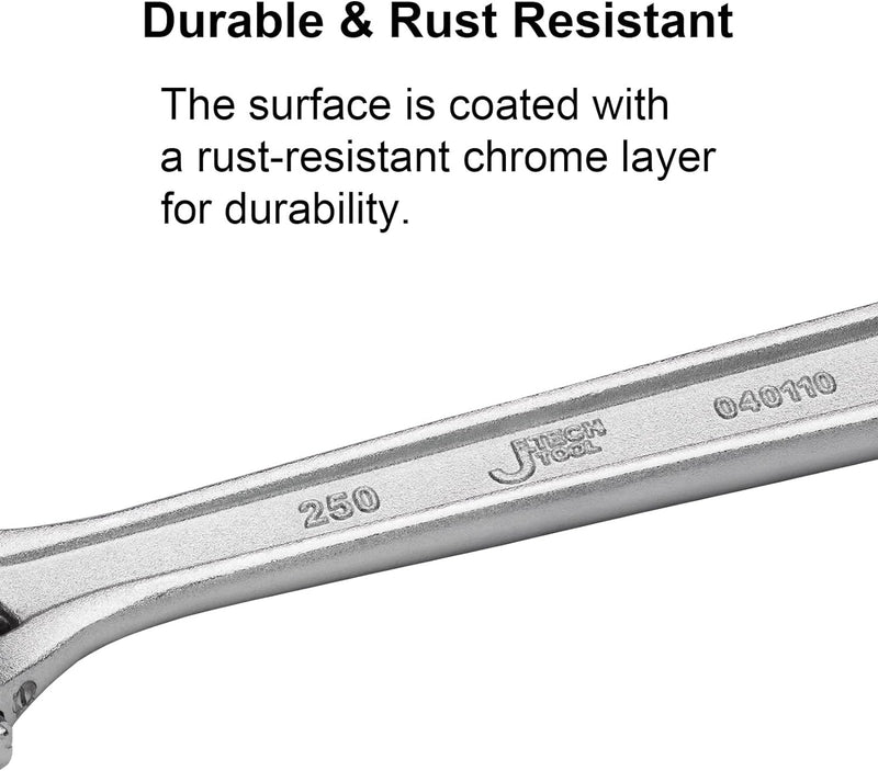 Jetech Verstellbarer Schraubenschlüssel 250 mm （10 Zoll – Profi-Rollgabelschlüssel mit breiter Backe