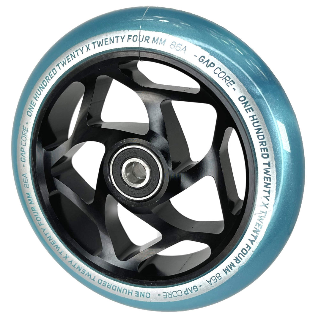 Blunt Gap Core Stunt-Scooter Rolle Abec9 Wheel 120mm +Fantic26 Sticker Schwarz / Pu Teal swirl, Schw