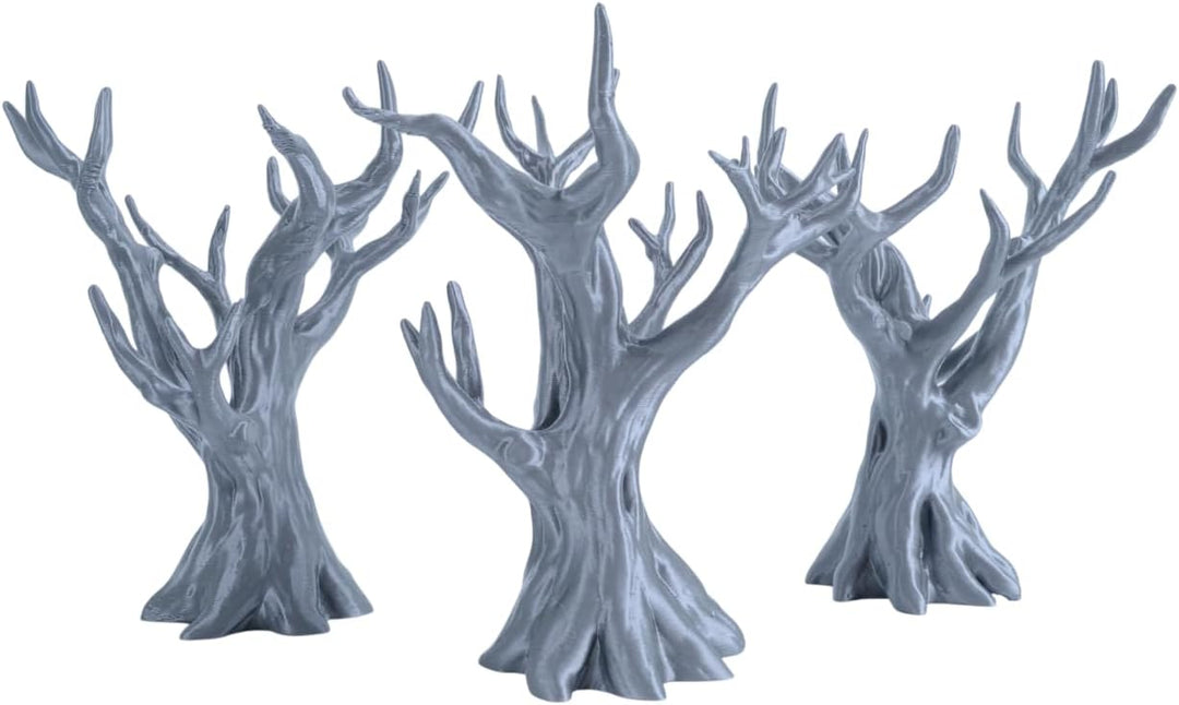 28-mm-Waldbaum-Gelände-Set (3 Teile) für Tabletop-Kriegsspiele und Rollenspiele | Einfache graue Gel