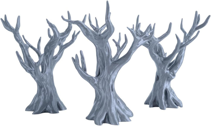 28-mm-Waldbaum-Gelände-Set (3 Teile) für Tabletop-Kriegsspiele und Rollenspiele | Einfache graue Gel