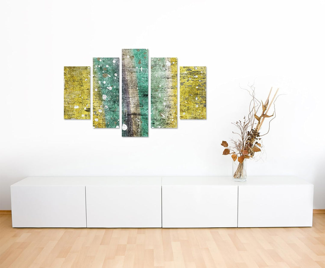 Paul Sinus Art Bilderskulptur 5 teilig Breite 150cm x Höhe 100cm Abstraktes modernes Gemälde mit wei