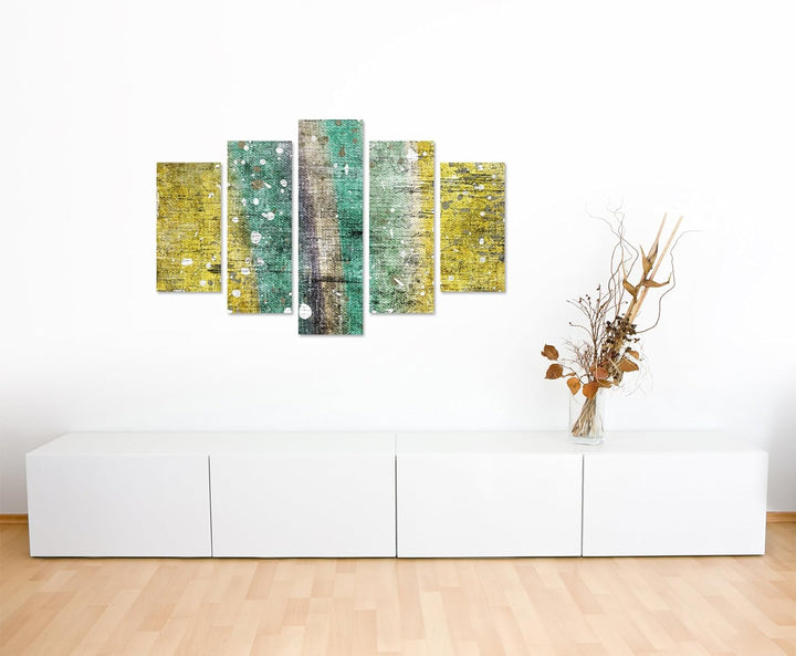 Paul Sinus Art Bilderskulptur 5 teilig Breite 150cm x Höhe 100cm Abstraktes modernes Gemälde mit wei