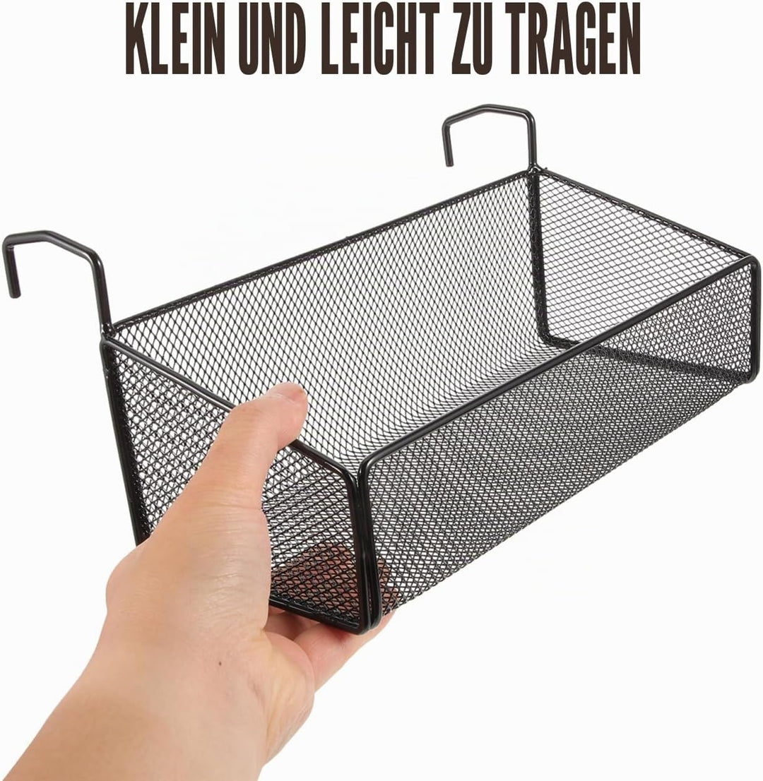 BESTYASH Hängender Aufbewahrungskorb aus Kleiner Schwarzer Drahtkorb mit Haken Vielseitig Einsetzbar