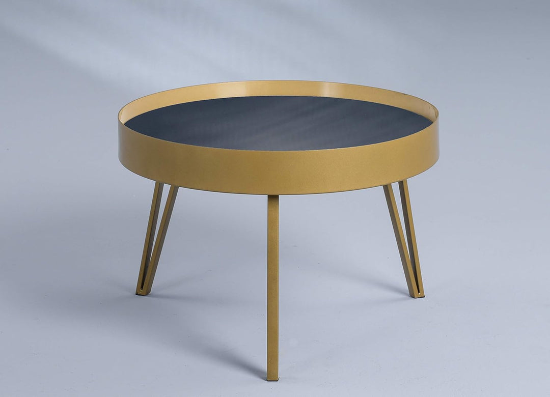 M2 Kollektion Tom 2 Couchtisch/Sofatisch, Metall, schwarz, gold, Durchmesser=60, Höhe=41cm