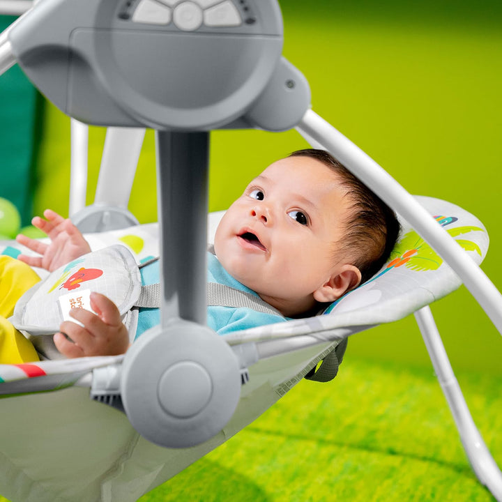Bright Starts Playful Paradise Tragbare kompakte automatische Babyschaukel mit Musik, Unisex, Neugeb