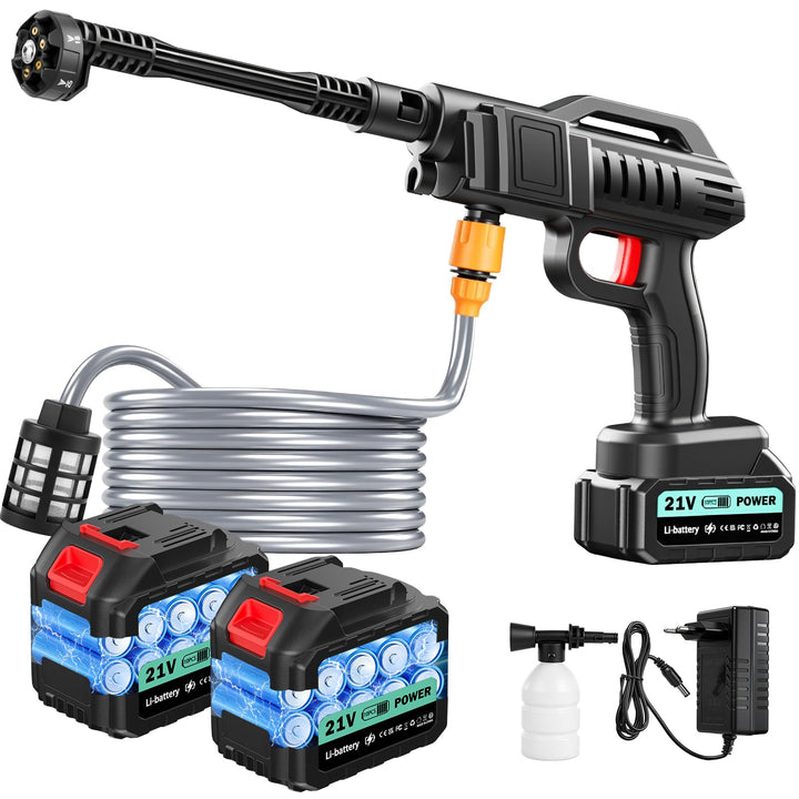 Akku Hochdruckreiniger mit 130 Bar &amp; bürstenlosem Motor,Hochdruckreiniger Akku mit 2×30Ah Batterien
