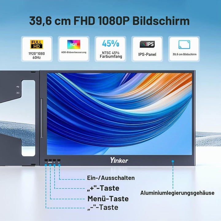 Yinker 15.6" FHD Triple Screen Laptop Erweiterung Laptop Screen Extender EIN-Kabel-Verbindung für 11