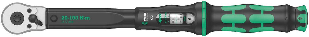 Wera 05075621001 Click-Torque C 2 Drehmomentschlüssel mit Umschaltknarre Schwarz, Grün 1/2", 20-100
