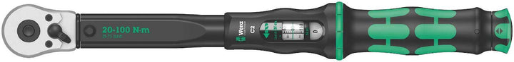 Wera 05075621001 Click-Torque C 2 Drehmomentschlüssel mit Umschaltknarre Schwarz, Grün 1/2", 20-100