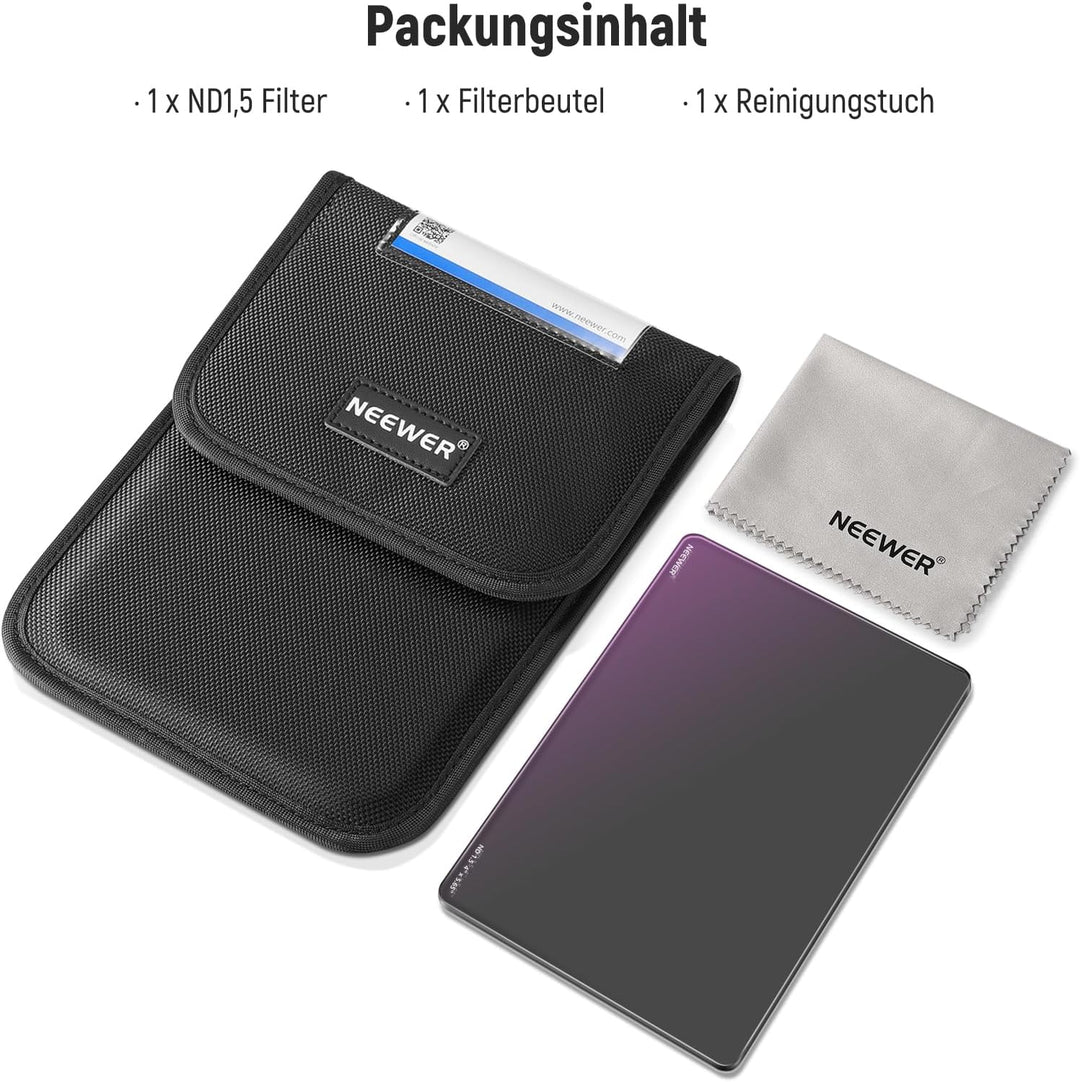 NEEWER ND1,5 (5 Stops) quadratischer ND Filter, 4 x 5,65Zoll, doppelseitiger 30 Multi Nano beschicht