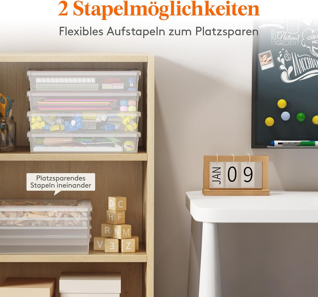 Lifewit 8-Pack 5L Aufbewahrungsbox mit Deckel, Plastikbox mit Clip-Verschlüssen, Dokumentenbox A4, T