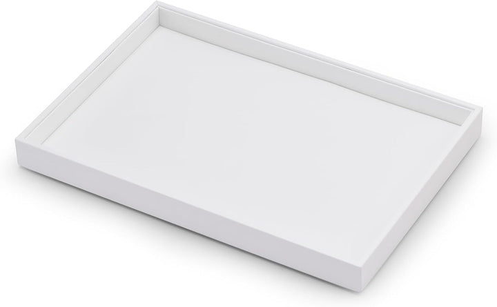 Oirlv Weiss PU Leder Schmucktabletts Flat Tabletts Ring Halskette Uhr Organizer Display Tabletts(35X