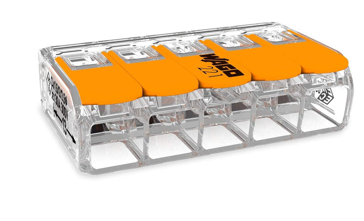 20 Stück Wago 415 Verbindungsklemme 5 Leiter mit Betätigungshebel 0,2-4 qmm kleine Bauform, transpar