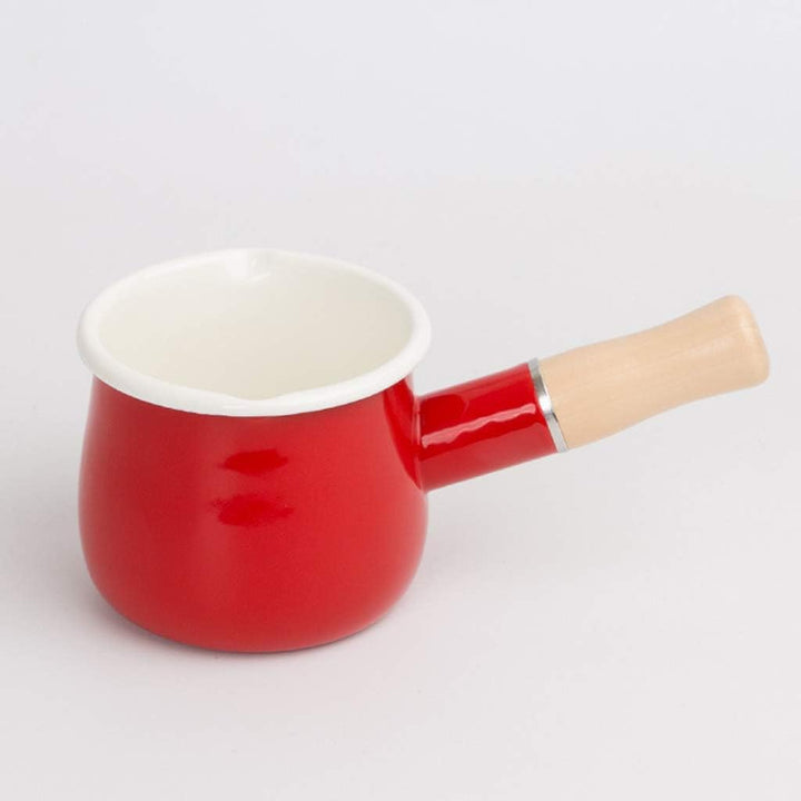 550ml Antihaft Klein Milchtopf Milchpfanne mit Holzgriff für Induktion Gasherd Rot, Rot