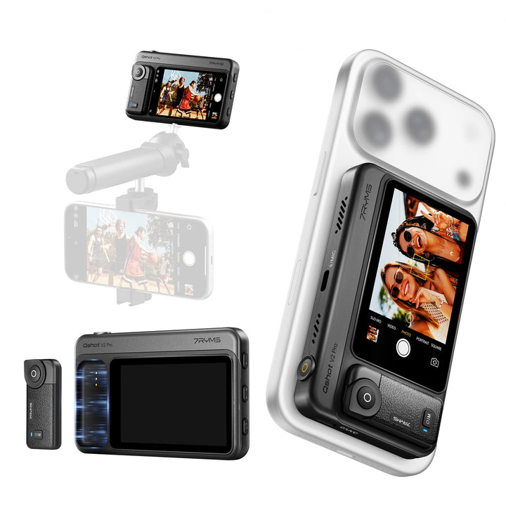 7RYMS Qshot V2 Pro Selfie Monitor, Magnetischer Smartphone Rückkamera Bildschirm für iPhone & Androi