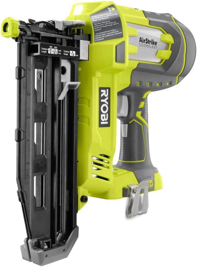 Ryobi P325 One+ 18 V Lithium-Ionen-Akku-betriebener, kabelloser Nagler, 16 Gauge (Batterie nicht im